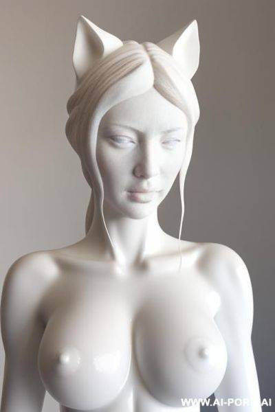 White color sculpture of a naked couple. realistic, very beautiful face. wull body wiew. showing very beautiful perfect pussy, hairy pussy black - ai-porn.ai on pornintellect.com