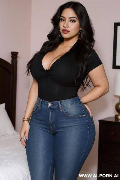 Mexican, pasty skin, supermodel, wide hips, rapper, long hair, extra thicc - ai-porn.ai - Mexico on pornintellect.com