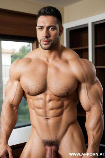 Man, latin, muscle, big cock, flexing - ai-porn.ai on pornintellect.com