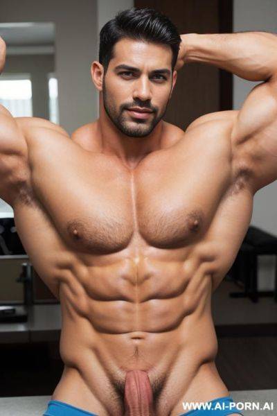 Man, latin, muscle, handsome, big cock, flexing - ai-porn.ai on pornintellect.com