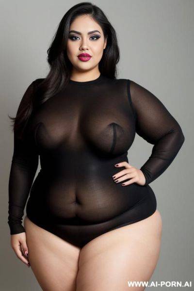 Obese, mexican supermodel, big blue eyes, chicana, chola, rotund hips, lots of makeup, eyeliner, supuer plump, extreme hourglass figure, fat, low rider woman, extra thicc, huge thighs, laboratory - ai-porn.ai - Mexico on pornintellect.com
