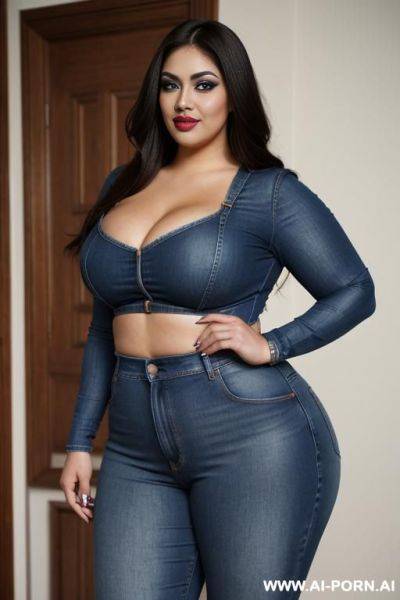 Mexican supermodel, big blue eyes, chicana, chola, lots of makeup, eyeliner, supuer plump, extreme hourglass figure, fat, low rider woman, extra thicc, huge thighs, laboratory - ai-porn.ai - Mexico on pornintellect.com