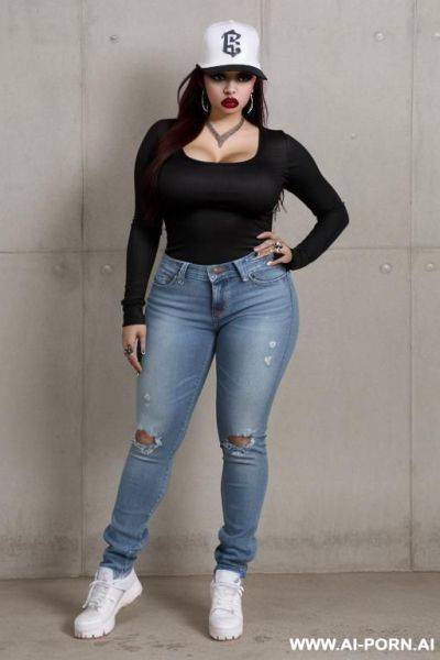 Mexican, chicana, chola, lots of makeup, low rider woman, backds baseball cap - ai-porn.ai - Mexico on pornintellect.com