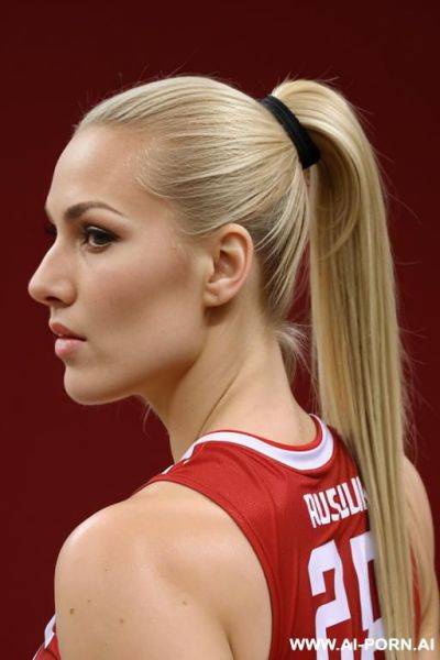 Volleyball player russian blonde ponytail close-up serious side - ai-porn.ai - Russia on pornintellect.com