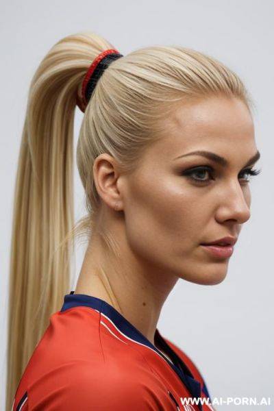 Volleyball player russian blonde ponytail close-up serious side k - ai-porn.ai - Russia on pornintellect.com