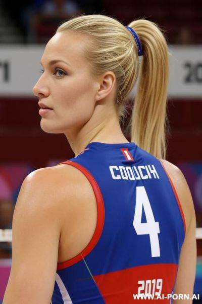Czech olympic volleyball player blonde ponytail serious - ai-porn.ai - Czech Republic on pornintellect.com