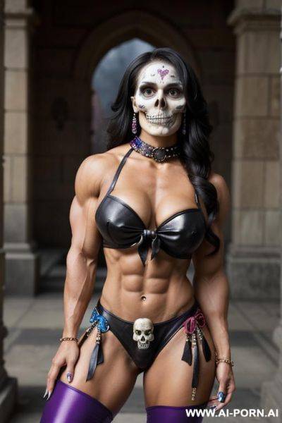 Skull, gorgeous face, mexican, mexican celebration, bowtie, bow tie, skull makeup, - ai-porn.ai - Mexico on pornintellect.com