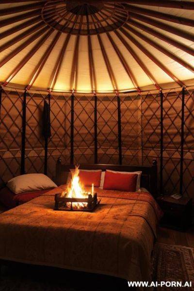 Multiple couples yurt night fire collective bed - ai-porn.ai on pornintellect.com