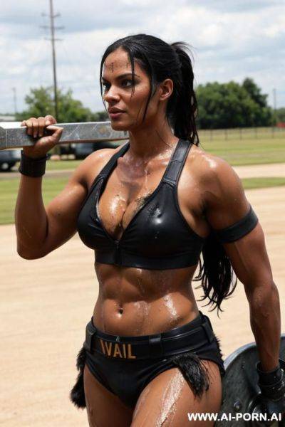 Valkyrie returning from training, sweat, dirty - ai-porn.ai on pornintellect.com