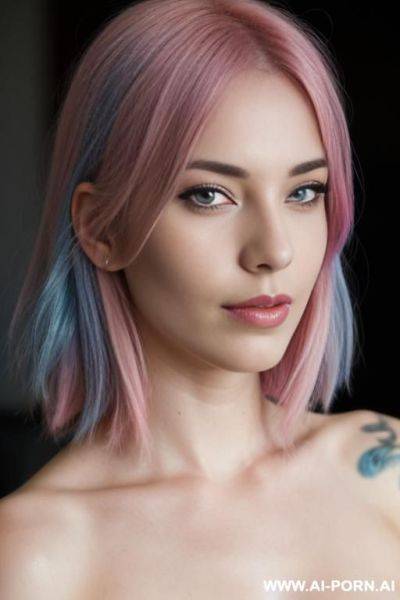A naked woman with blue and pink hair - ai-porn.ai on pornintellect.com