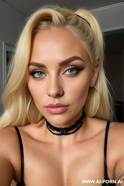 (huge slut) (sexually aggressive)( cocktease) ( fat tits) cum on tighs) ( hoop earrings) thigh tattoos) (cure face) detailed face) ( tight choker) (soaked pussy) ( high class escort) - ai-porn.ai on pornintellect.com