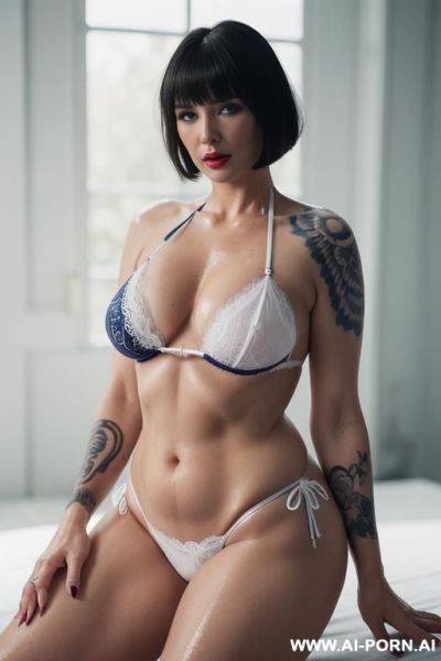 (((perfect curvy hourglass figure, sexy curvy body, most realistic, real photo sexy older woman))) ((beautiful lace lingerie)) ,(( pink plump lips)).happy face, wet body, oiled body, sweat, huge - ai-porn.ai on pornintellect.com