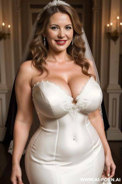 (((wide hips))) rounded, ((hourglass)) body, narrow waist, natural beauty, nice smile, eye contact, curly long hair, tight belly, lipstick. - ai-porn.ai on pornintellect.com