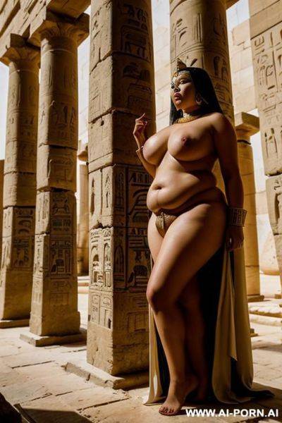 Chubby priestess in a living ancient egyptian temple, with a naked chubby female temple servant - ai-porn.ai - Egypt on pornintellect.com