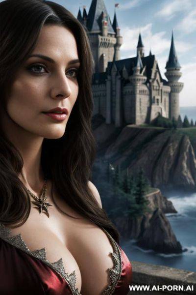 (close up) (famous fictional wizard castle) (famous fictional smart wizard woman) - ai-porn.ai on pornintellect.com