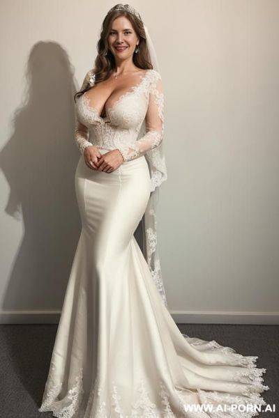 (((wide hips))) rounded, ((hourglass)) body, narrow waist, (eye contact), (side view), gigantic boobs, deep cleavage, natural beauty, nice smilecurly long hair, tight belly, lipstick. - ai-porn.ai on pornintellect.com