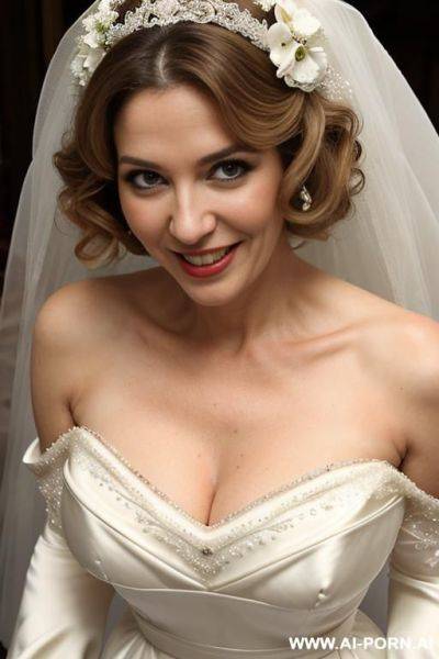 (((wide hips))) rounded, ((hourglass)) body, narrow waist, (gigantic boobs), deep cleavage, natural beauty, nice smile, eye contact, curly long hair, tight belly, lipstick. - ai-porn.ai on pornintellect.com