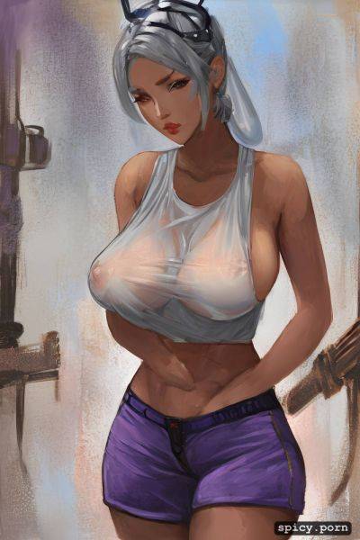 White hair, hy1ac9ok2rqr, full body, see through tanktop with underboob - spicy.porn on pornintellect.com