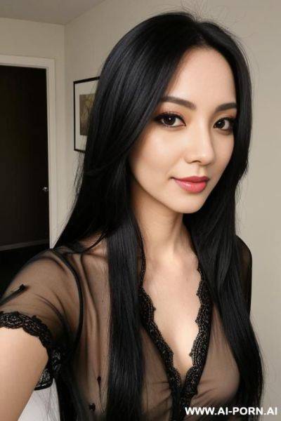 Woman long hair blouse burdy selfie - ai-porn.ai on pornintellect.com