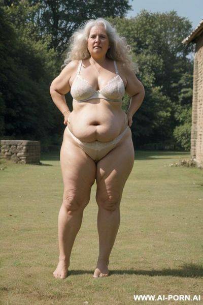 Village! old woman, standing on the grass! barefoot. nude ass - ai-porn.ai on pornintellect.com