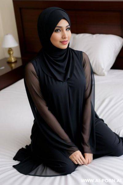 Sexy hijab wife in bed, full body view from top - ai-porn.ai on pornintellect.com