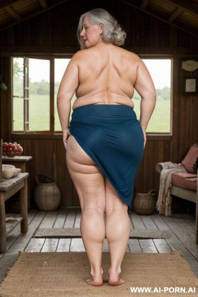 Old woman standing barefoot, ass nude flash, barefoot! - ai-porn.ai on pornintellect.com