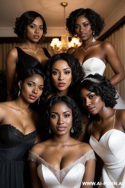 Two horny black woman in wedding dresses - ai-porn.ai on pornintellect.com