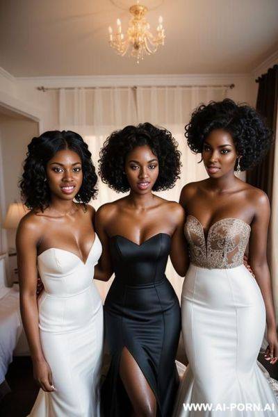 Horny black woman in wedding dress and spreding her legs - ai-porn.ai on pornintellect.com