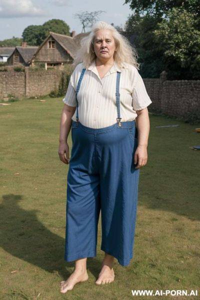 Village! old woman, standing on the grass! barefoot. - ai-porn.ai on pornintellect.com