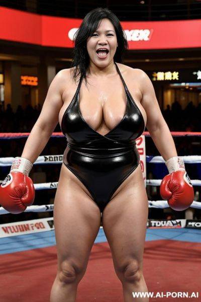 2 women boxing, sexually excited, happy, fighting pose - ai-porn.ai on pornintellect.com