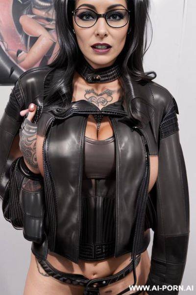 ((((tattooed milf)))) latina with huge tits and long hair getting fucked, (((makeup))) , ((((((black leather jacket)))))) (((riding a cock))) - ai-porn.ai on pornintellect.com