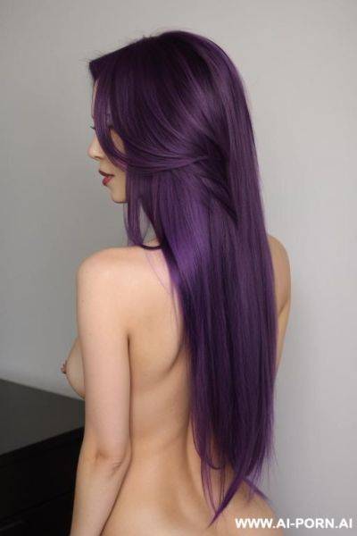 Nude, purple hair, very long hair - ai-porn.ai on pornintellect.com