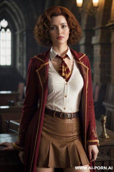 Gryffindor wizard institution from the famous movie, no make-up, short skirt - ai-porn.ai on pornintellect.com