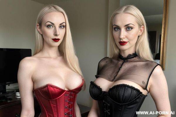 Red lips, corset, see through blouse - ai-porn.ai on pornintellect.com