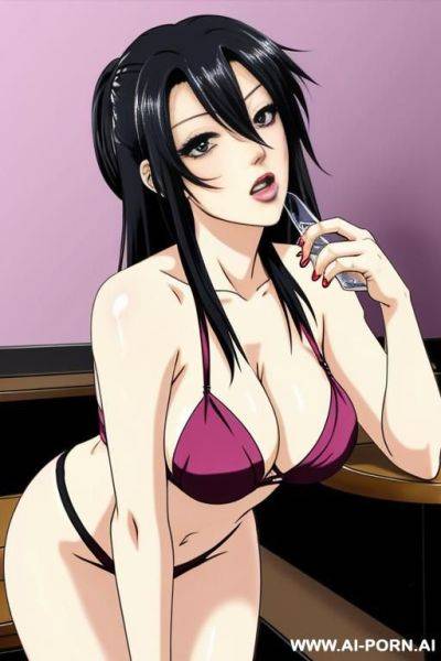 Drunk woman, tipsy face, anime style, drinking - ai-porn.ai on pornintellect.com