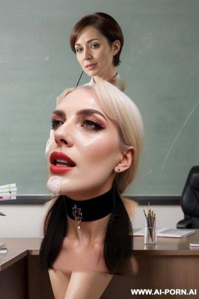 Naked with choker and cum on face - ai-porn.ai on pornintellect.com