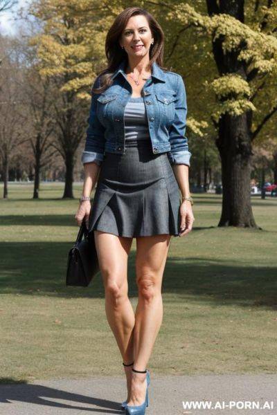(beautiful milfs) (at the park) (plaid), full body, high heels, nude, totally naked, hairy pussy, hairy cunt - ai-porn.ai on pornintellect.com