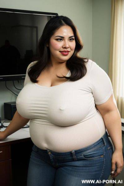 Mexican, supermodel, big forehead, wide hips, tight shirt - ai-porn.ai - Mexico on pornintellect.com