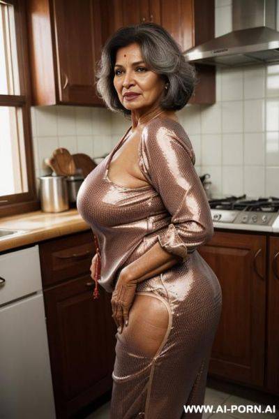 A naked woman, beautiful, mature, curvy, haired pussy, big ass, meat mom - ai-porn.ai on pornintellect.com