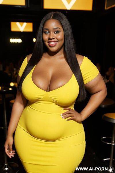 Supermodel, bbw pear shaped, yellow dress, makeup - ai-porn.ai on pornintellect.com