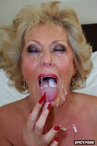 Very old pretty slim gilf, a lot of cum on tongue, massive saggy tits - spicy.porn on pornintellect.com