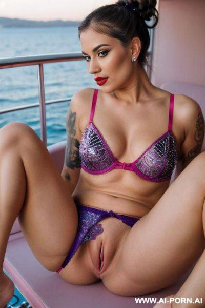 (((perfect curvy hourglass figure, sexy curvy body, most realistic, real photo milf))) ((beautiful sapphire patterns lingerie)) ,(( red plump lips)).men . - ai-porn.ai on pornintellect.com