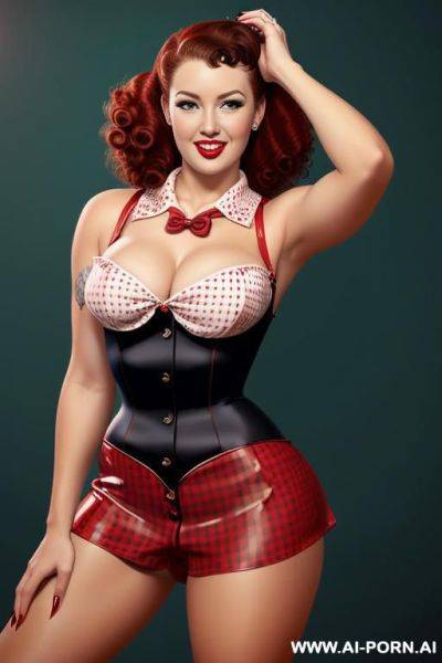 A mysterious woman, hidden face, long curly red hair - ai-porn.ai on pornintellect.com