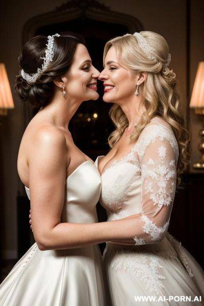 (((two women))), about to kiss, cleavage, lipstick - ai-porn.ai on pornintellect.com