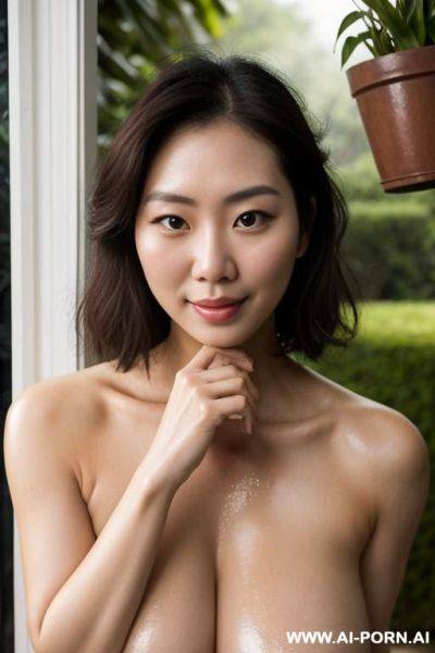 Beautiful white korean woman, ultra massive realistic cum, gorgeous brunette, totally naked, beautiful eyes and lips, (short curvy body), full thick hair, standing on public people caravan showing - ai-porn.ai - North Korea on pornintellect.com