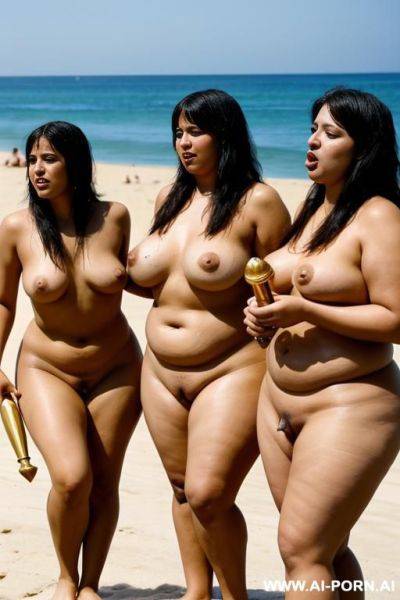 Egyptian lesbian chubby full naked temple servants, temple, playing with a golden dildo, - ai-porn.ai - Egypt on pornintellect.com
