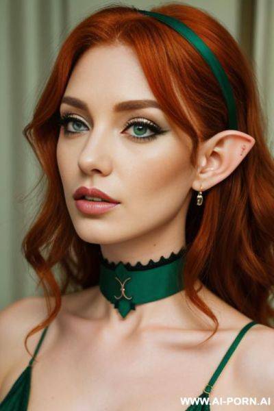 (elf ears) (choker) (green eyes) - ai-porn.ai on pornintellect.com