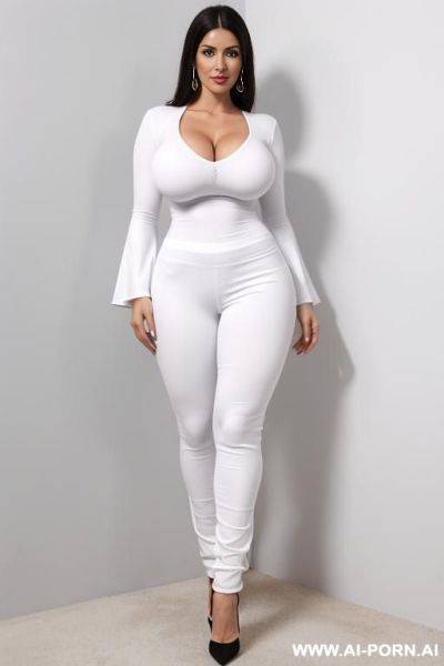 White v-neck t-shirt, tight clothes, sleeves, trousers, middle eastern - ai-porn.ai on pornintellect.com