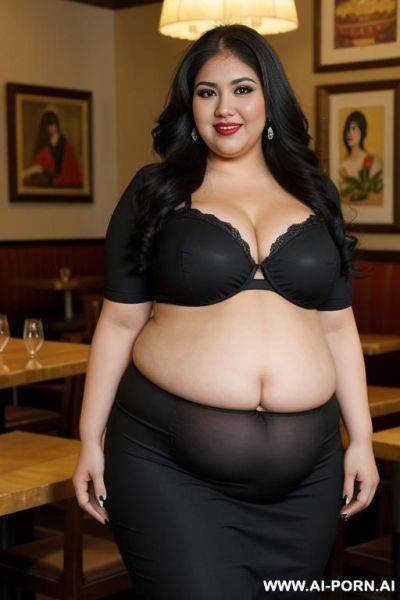 Mexican, big nose, rotund body, gordita, eyeliner, chola, chicana, hourglass shaped, wide hips, holding formula in vile - ai-porn.ai - Mexico on pornintellect.com
