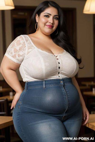 Mexican, supermodel, big nose, rotund body, gordita, eyeliner, chola, chicana, hourglass shaped, wide hips, holding formula in vile - ai-porn.ai - Mexico on pornintellect.com